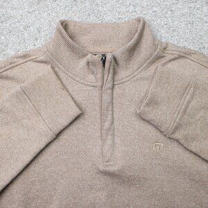Travis Mathew Sweatshirt Mens Small Beige Hideaway 1/4 Zip Golf L/S Pullover